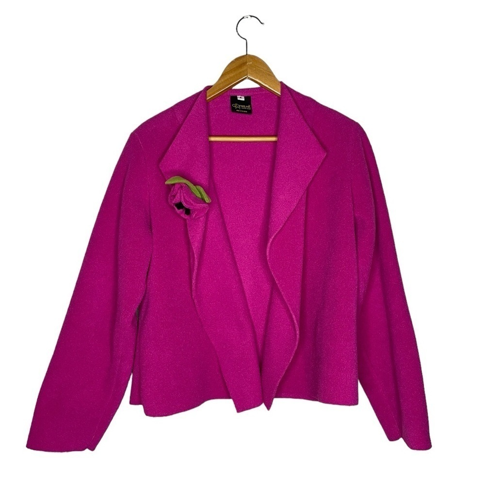 Catwear Maine Made Fleece Open Front Pink Cardigan Size Small